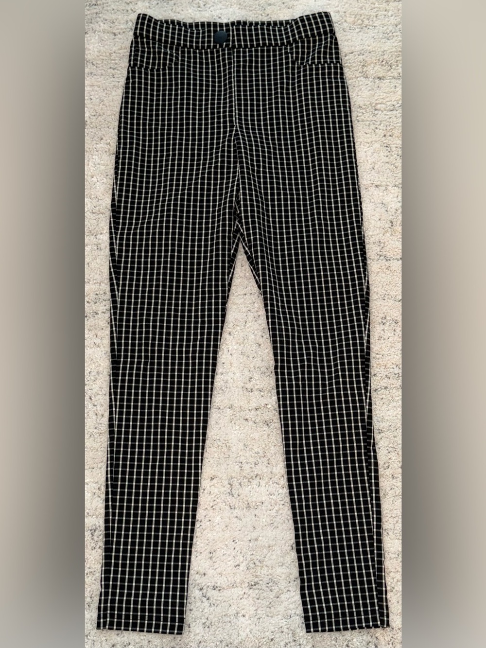 Zara Women’s S Small Black White Plaid Check Skinny Pants Stretch Trousers